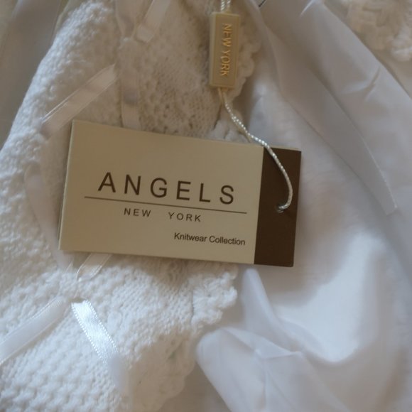 NWT Baby Girls Angels White Hooded Knit Sweater Cape 3T* - Picture 4 of 11
